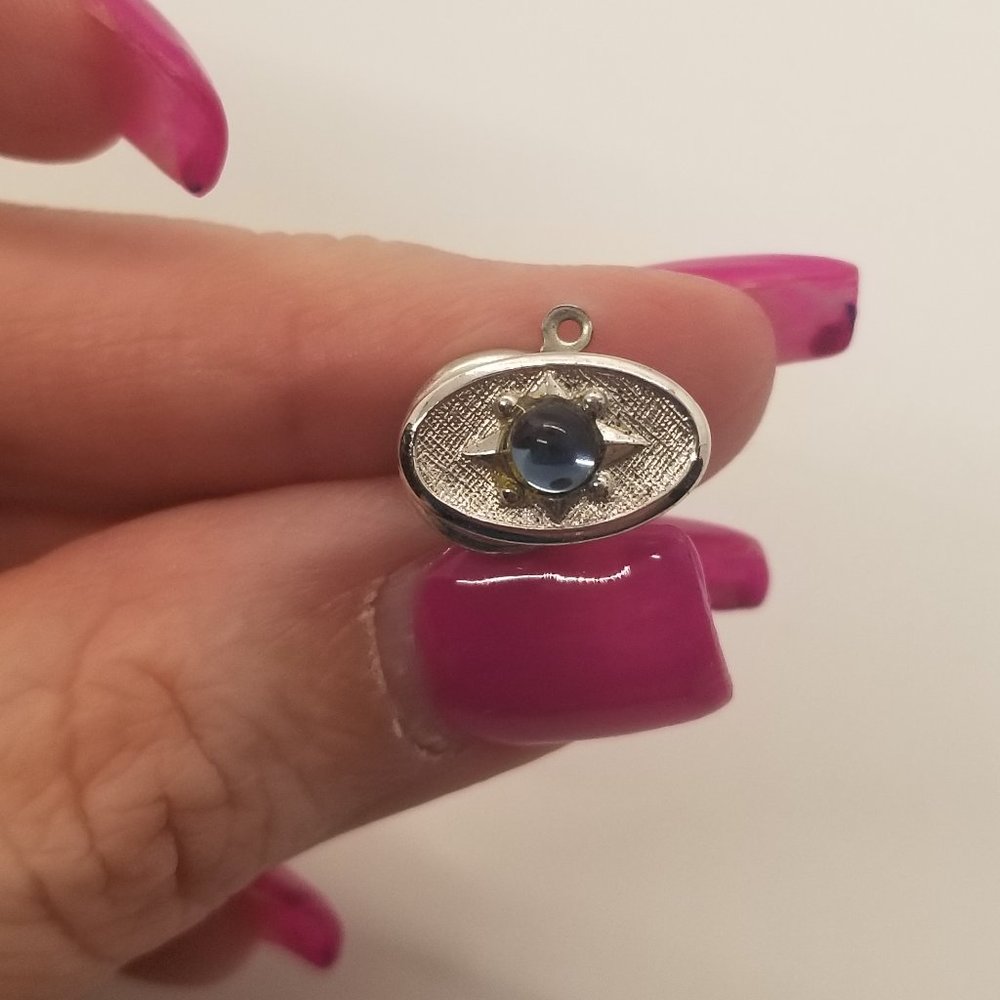 Vintage Silver with blue rhinestone Tie Tack